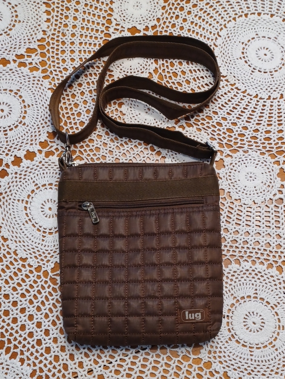 lug Brown Quilted Messenger Crossbody Bag